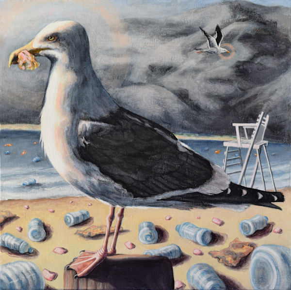 Seagulls With Trash. by Lynette K Henderson