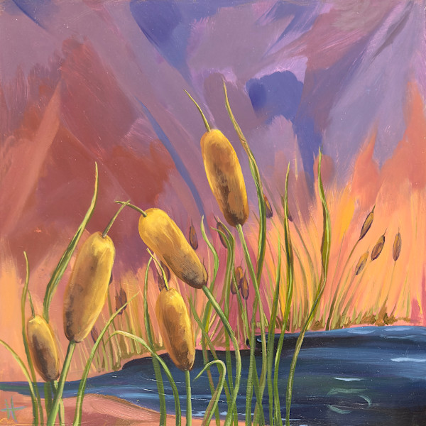 Cattails on the Pond by Sam Hauser