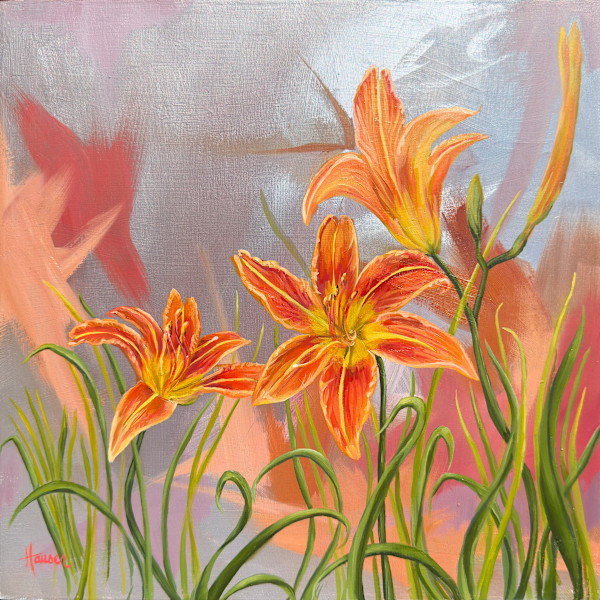 Daylilies on Silver by Sam Hauser