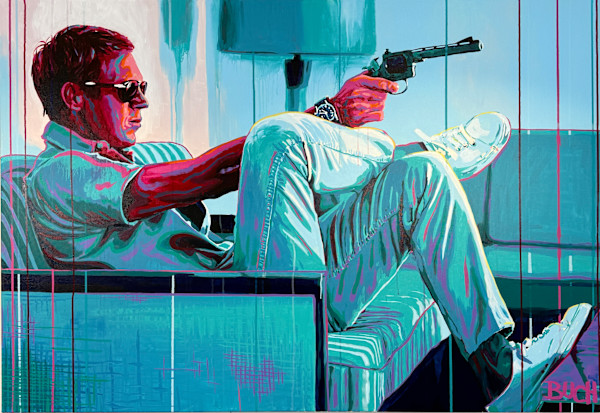 Steve McQueen gunpoint by Artist Allan Buch