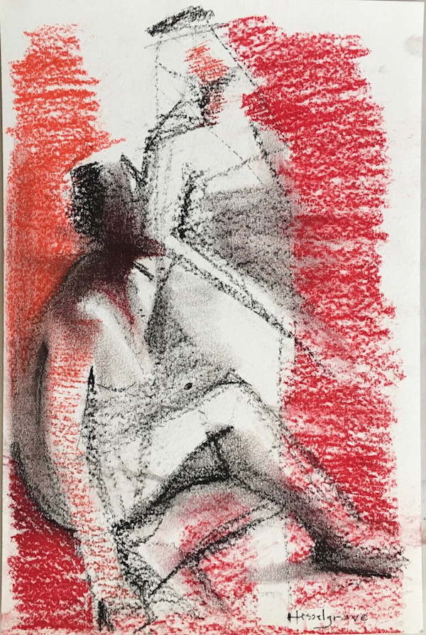 Two Nudes on Red by Lisa Hess Hesselgrave