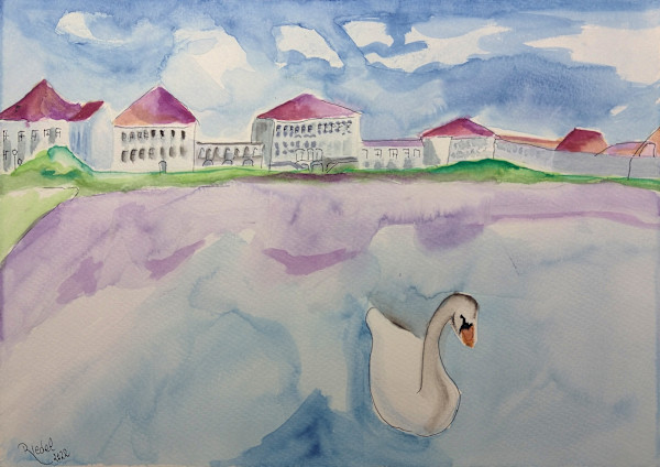 Nymphenburg Castle in Munich with Swan by Paul Riedel