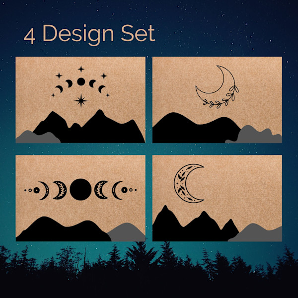 Boho Greeting Card Set of 4 - Brown Kraft Card by Susi Schuele