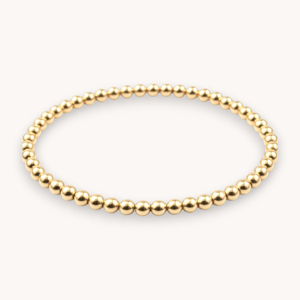 14k Gold Filled Ball Bracelet, 3mm Seamless Stretch Stacking Bundle by Susi Schuele, Image 1.