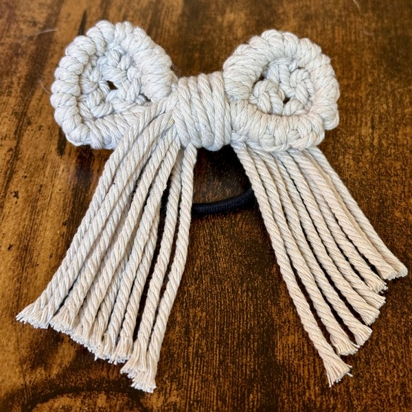Macrame Hair Tie - Bow - Natural - STAS20240090 - C16 by Susi Schuele