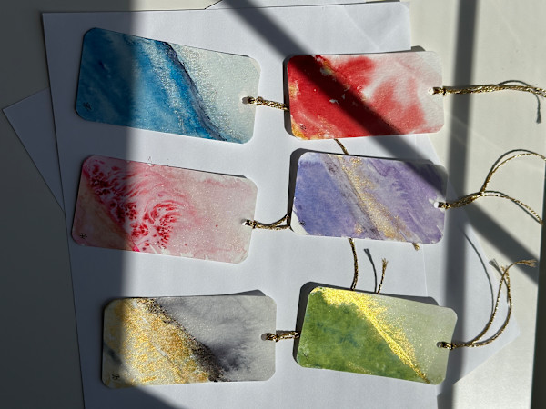 Abstract Rectangle Tag Red Gold by Susi Schuele, Image 1.