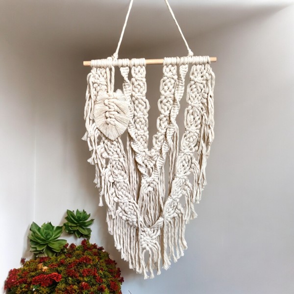 Macrame Layered Natural Wall Art with Feather - STAS20240095 - C16 by Susi Schuele