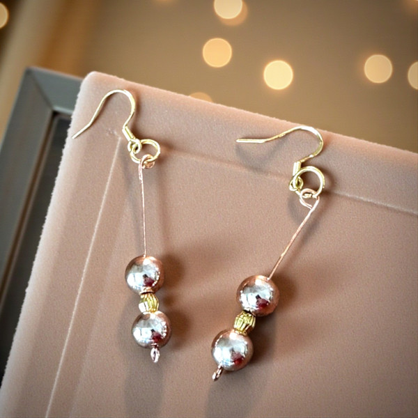 Dangle Rose Gold and Gold Earrings - DBSJ2025012 #32 by Susi Schuele