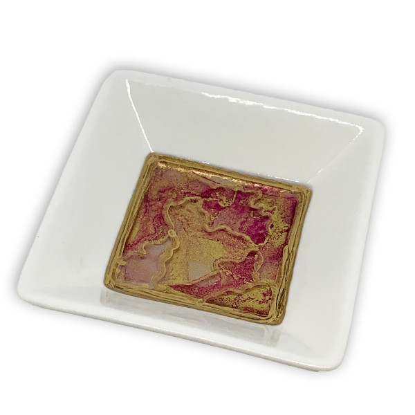 Ceramic White Trinket Dish - Pink Gold 0 STAS #3 by Susi Schuele