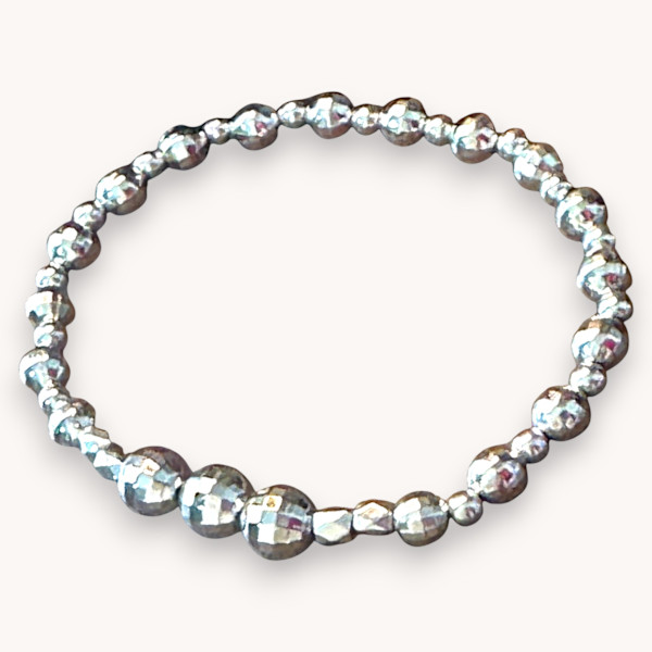 Silver Bead and Faceted Bead Ball Bracelet by Susi Schuele