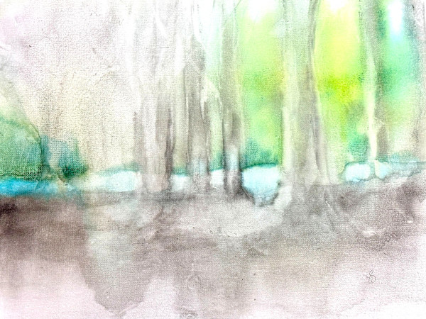 Whisper in the Wind - Abstract Watercolor Landscape Painting  STW2025006 by Susi Schuele