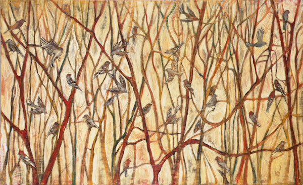 Winter Finches with Red and Yellow Willows by Cristina Acosta