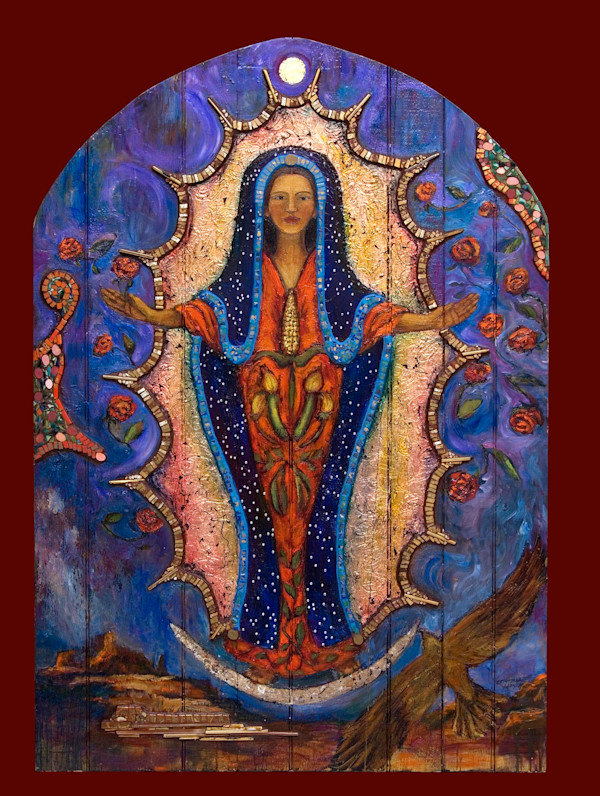 La Malinche as the Guadalupe with the Three Sisters - Corn, Squash and Beans by Cristina Acosta