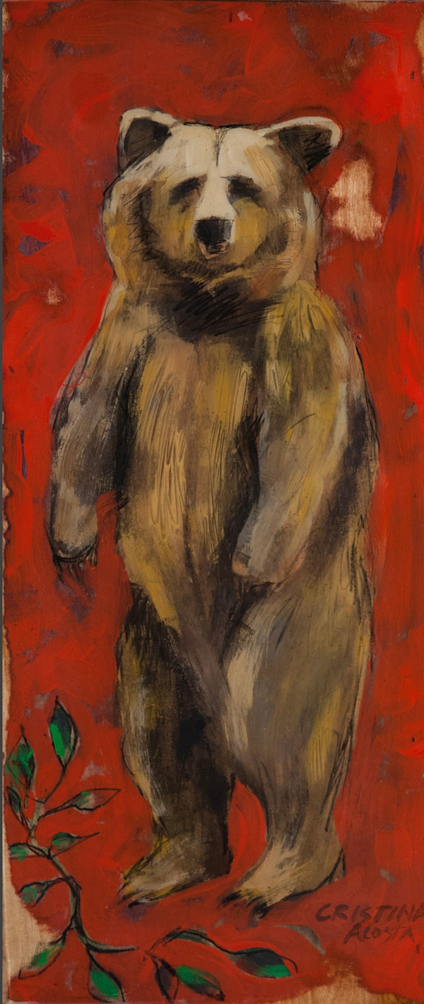 Dancing Bear with Green Leaf by Cristina Acosta