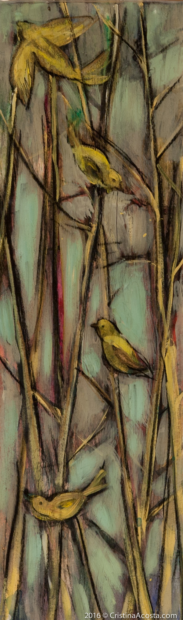 Willows - Detail from Sweet Bear quadtych by Cristina Acosta