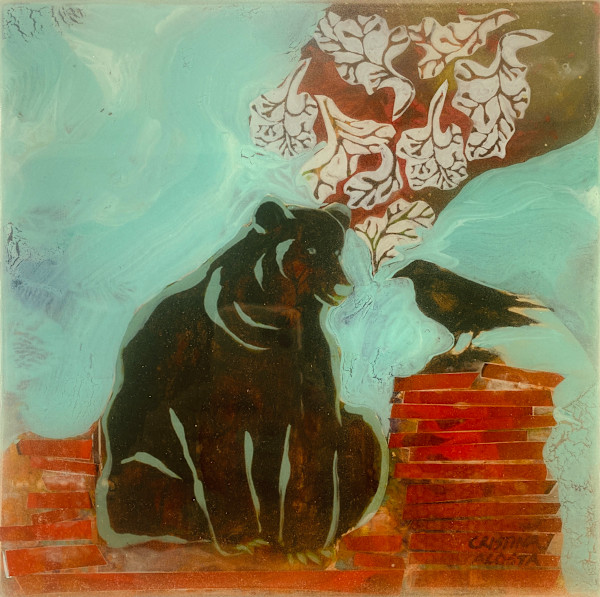 Crow Convo (collage original) by Cristina Acosta