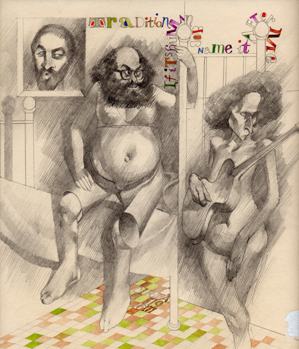 Ginsberg & Dylan - graphite by Edward Henrion, Image 1.