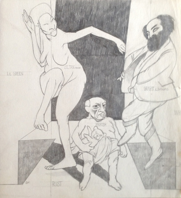 Picasso & Friends - study for painting by Edward Henrion, Image 1.