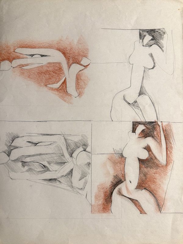 Untitled sketch, 15 four figures by Edward Henrion, Image 1.
