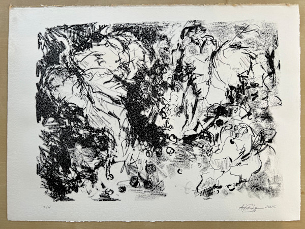 Wild Grapes - Lithography Stone Print by Astrid Steingrueber