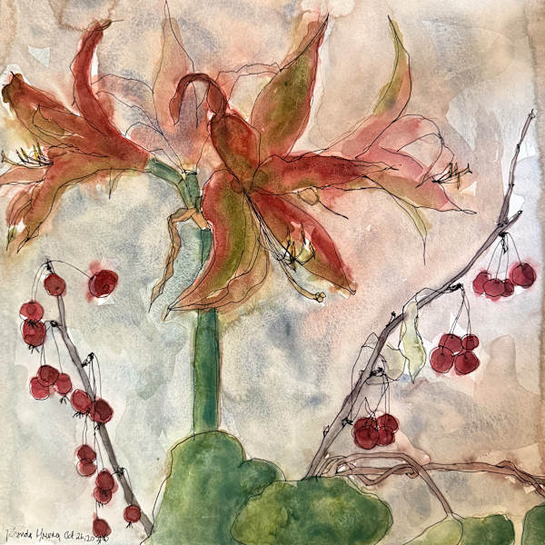 Amaryllis, Crabapples and Ivy, October 26, 2025 by Rhonda Young