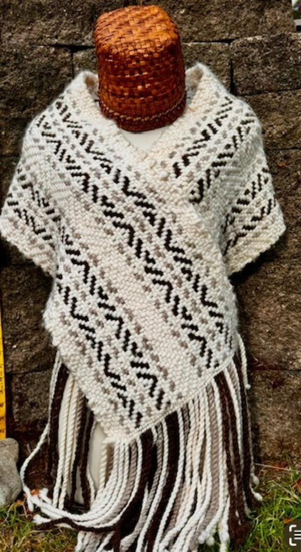 Wool Shawl with Cedar Hat by Denise Reed