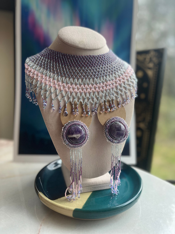 Nootka Lupine Collar and Earrings Set by Bristol Sanatu Lakshas