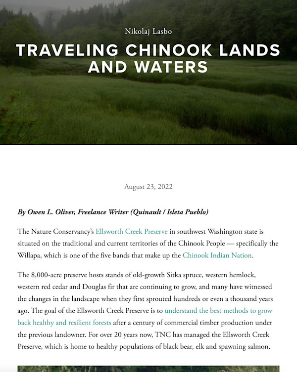 Traveling Chinook Lands and Waters by Owen Oliver