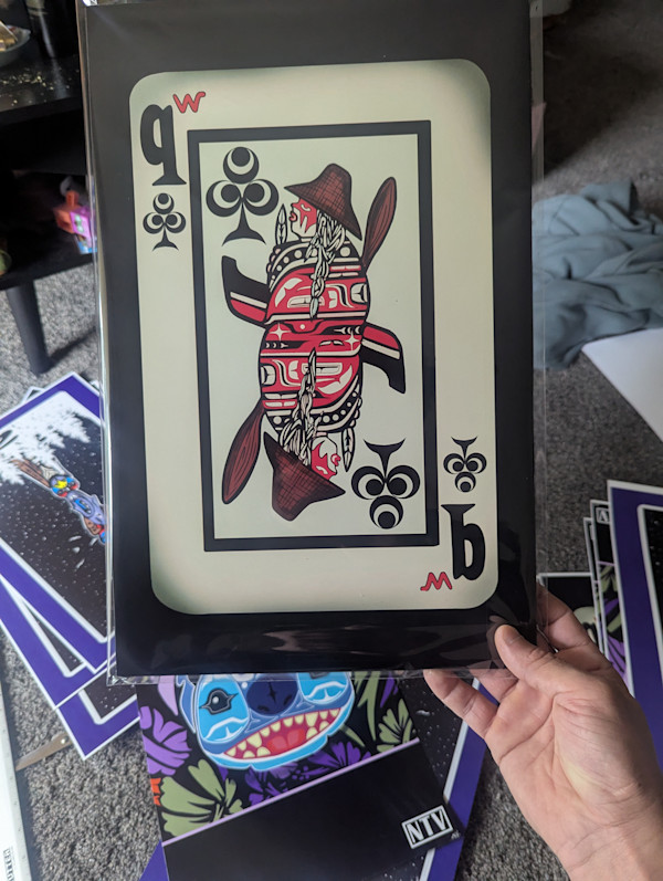Salish Canoe Queen of Clubs by Aaron Newman