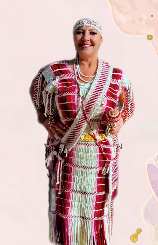 Pink Wool Dress with Accesories by Denise Reed