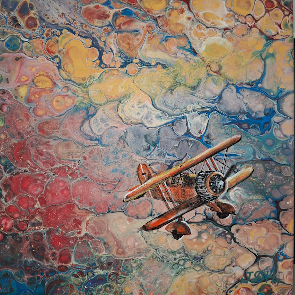 Flying biplane by Jana