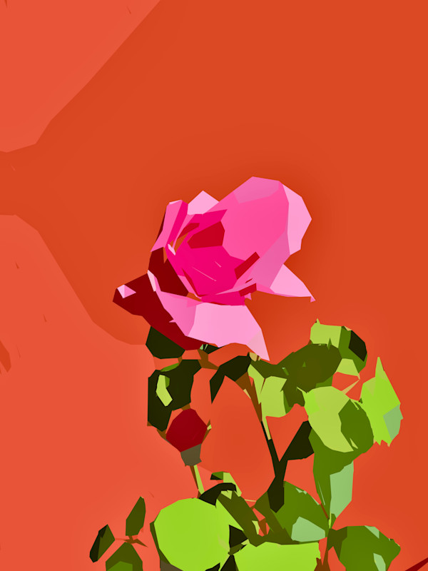Single Bright Rose, with Bud by Marni Rothman