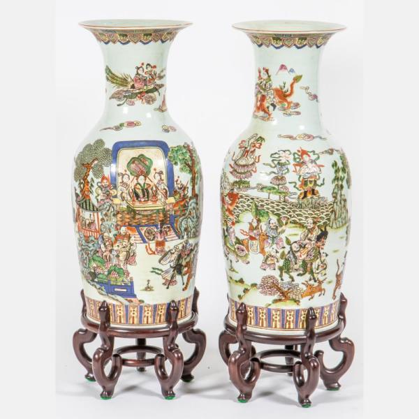 Chinese Palace Vases in Famille Verte, 20thC