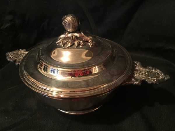 Christofle, Silver Plated Vegetable Tureen with Dauphin Handles