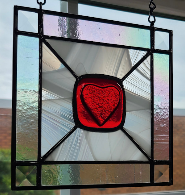 Red Heart Kiln Carve by Wendling Glass Creations