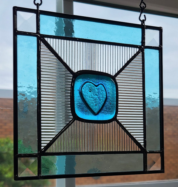Blue Heart Kiln Carve by Wendling Glass Creations