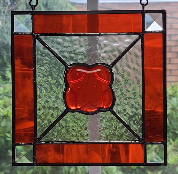 Orange Star Kiln Carve Panel by Wendling Glass Creations