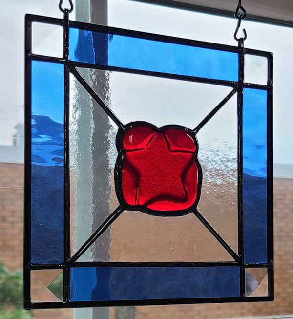 Red Star Kiln Carve Panel by Wendling Glass Creations