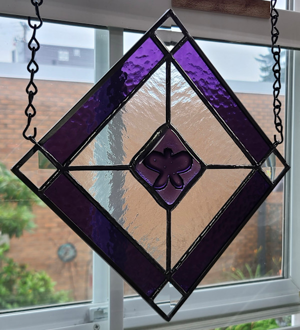 Purple Butterfly Kiln Carve Panel by Wendling Glass Creations