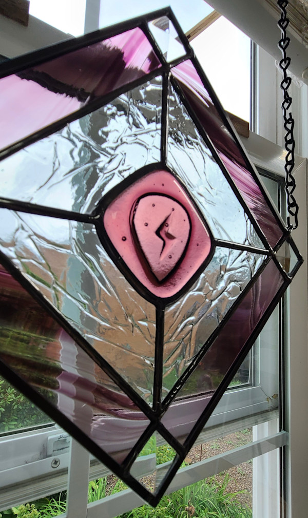 Lavender Guitar Pick Kiln Carve Panel by Wendling Glass Creations