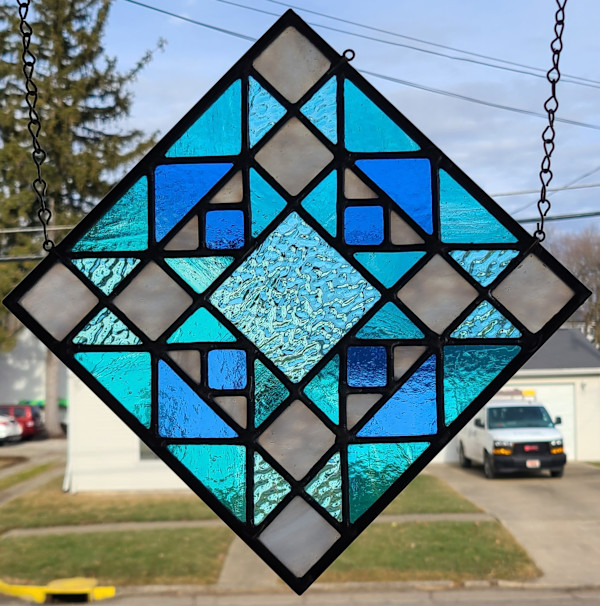 Christmas Star Quilt in Blue by Wendling Glass Creations