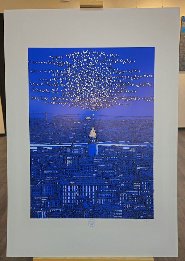 İstanbul; Galata Serigrafi Orijinal Islak İmzalı by Devrim Erbil