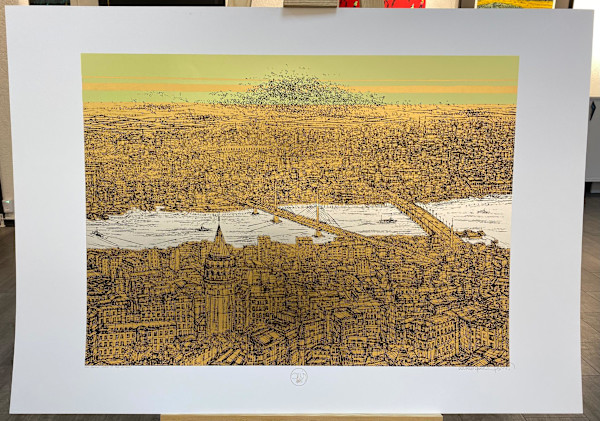 İstanbul Galata ve Haliç Orijinal Islak imzalı by Devrim Erbil, Image 1.