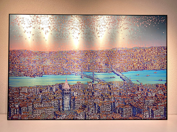Devrim Erbil Giclee Galata Kulesi ve Kuşlar 120*180 cm 2026 Yılı Sertifikalı by Devrim Erbil, Image 3.