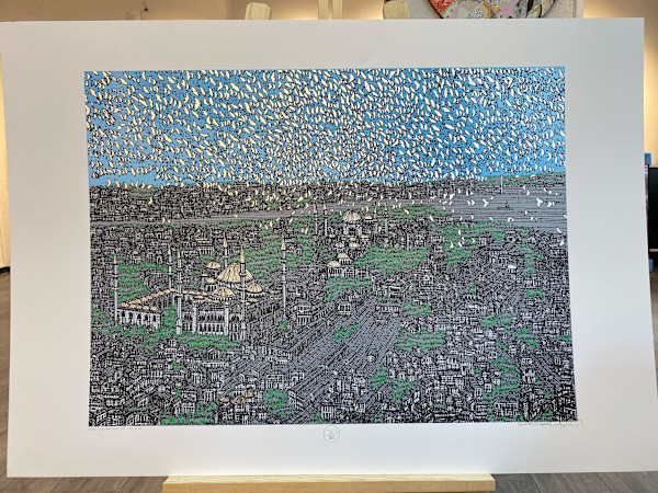 İstanbul Mavi Şiir Serigrafi Orijinal Islak İmzalı by Devrim Erbil, Image 1.