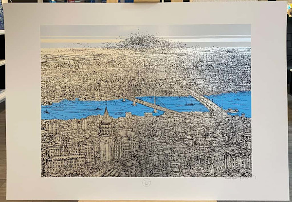 İstanbul Galata ve Haliç Orijinal Islak imzalı by Devrim Erbil, Image 2.