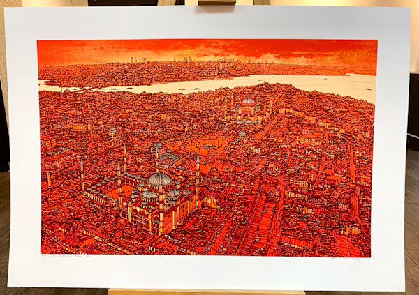 Devrim Erbil Kabartmalı Çipli Limitli Kâğıt Baskı Kırmızı İstanbul Tarihi Yarımada by Devrim Erbil, Image 3.