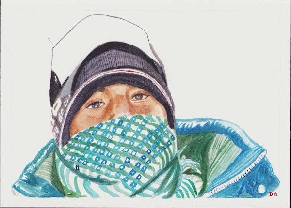Portrait of young Indigenous man with blue coat by Daniela Godoy, Image 1.