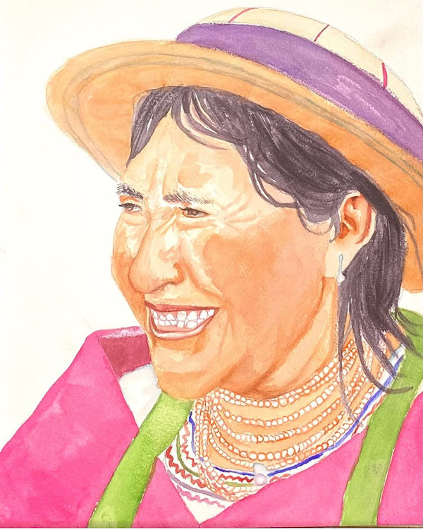 Indigenous Woman of , Ecuador with green ribbon. by Daniela Godoy, Image 1.