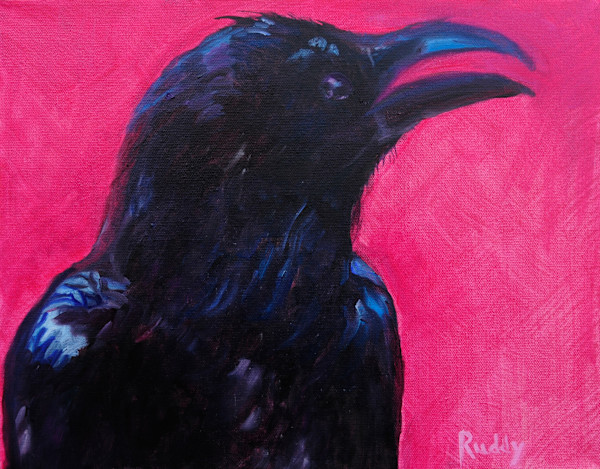 Crow on Crimson by Sally Ruddy